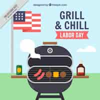 Free vector celebration background of labor day with barbecue