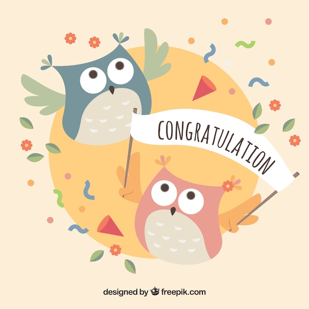 Free vector celebration background with owls