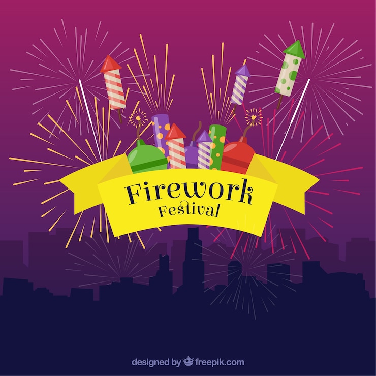 Free Vector celebration background with rockets 