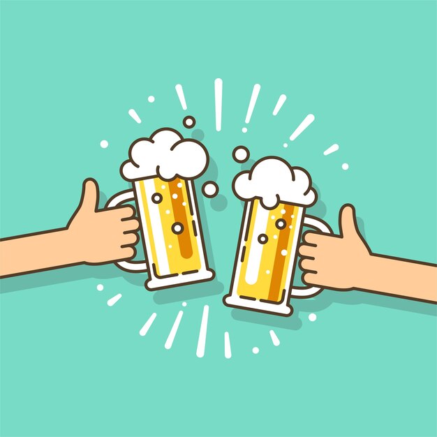 ビールとのハッピーバースデーカード 無料のベクター