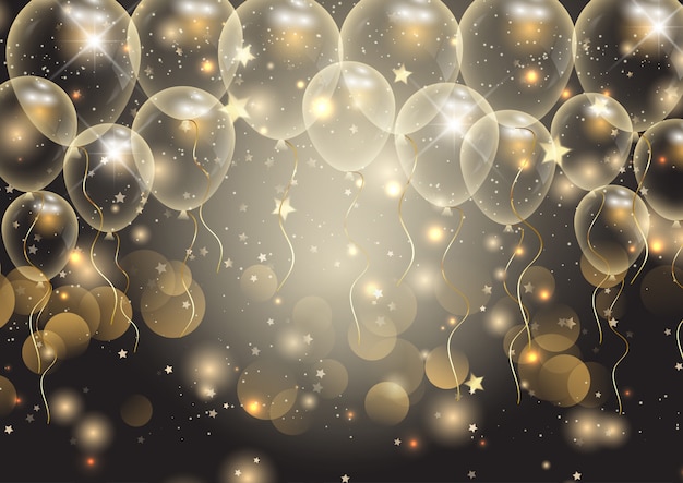 Free vector celebrations background with gold balloons