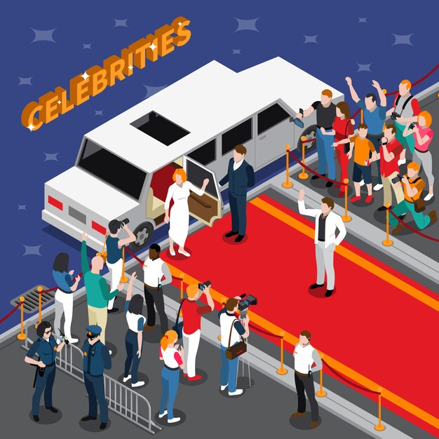 Celebrities On Red Carpet Isometric Composition