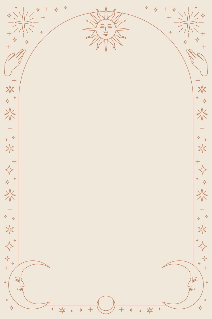 Free Vector celestial icons phone background with frame on beige