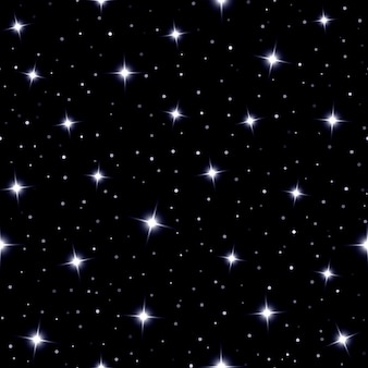 Celestial seamless background with sparkling stars glittering on a dark blue sky  in the night