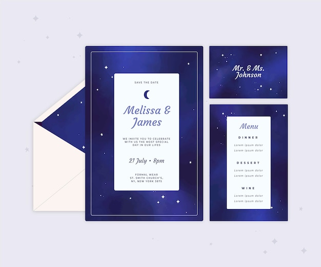 Celestial wedding stationary