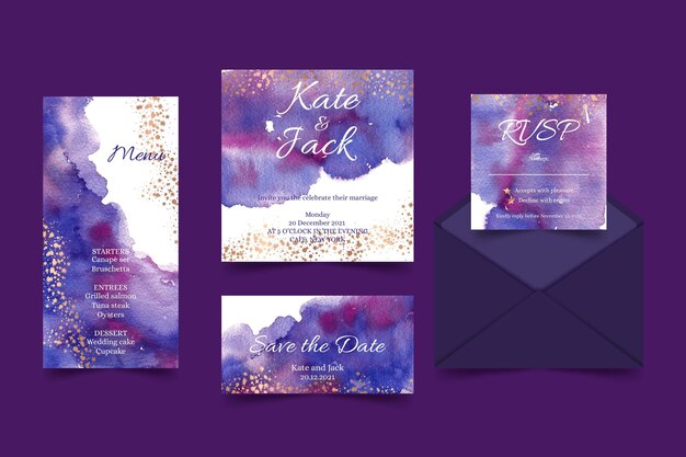 Free vector celestial wedding stationary