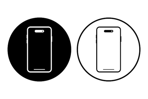 Free vector cell phone circle outline glyph