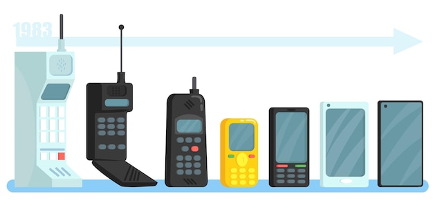 Free vector cellphones different generations set