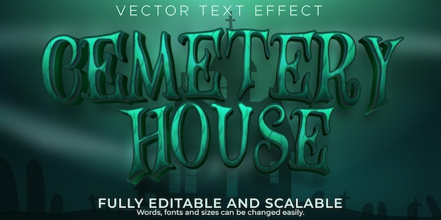 Cemetery house text effect, editable halloween and horror text style