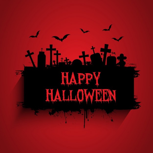 Free vector cemetery red background of halloween