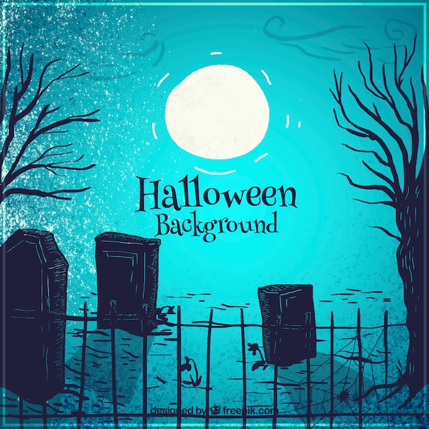 Free vector cemetery shadows in a full moon light