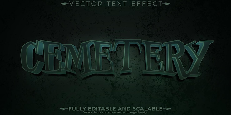 Free Vector cemetery text effect editable horror and scary text style