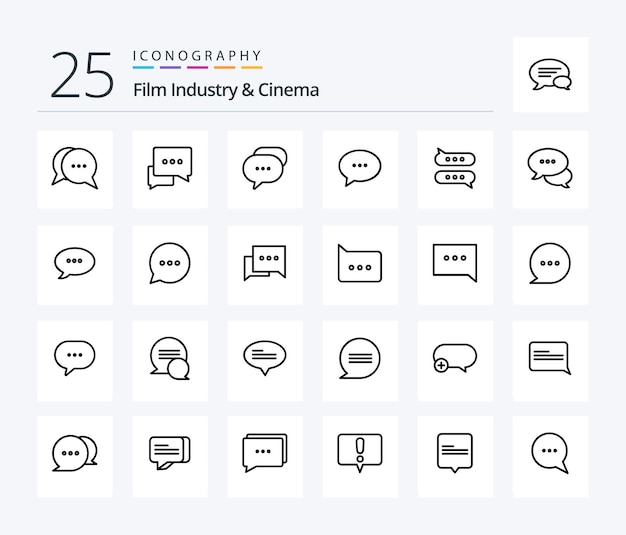 Cenima 25 Line icon pack including messages chat bubble bubble comment