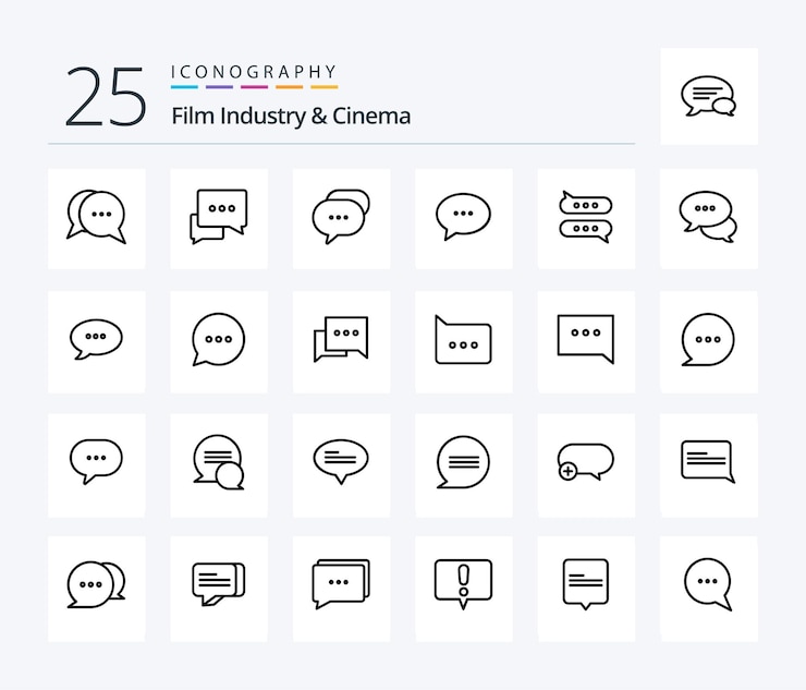 Cenima 25 Line icon pack including messages chat bubble bubble comment