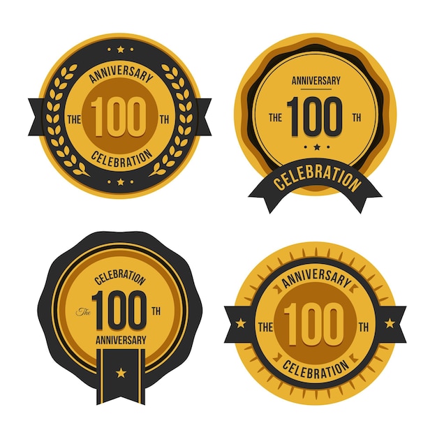 Free vector centenary anniversary badge collection