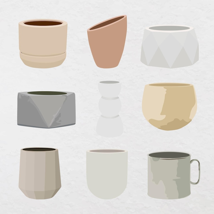 Free Vector ceramic plant pot vector illustration for indoor plant