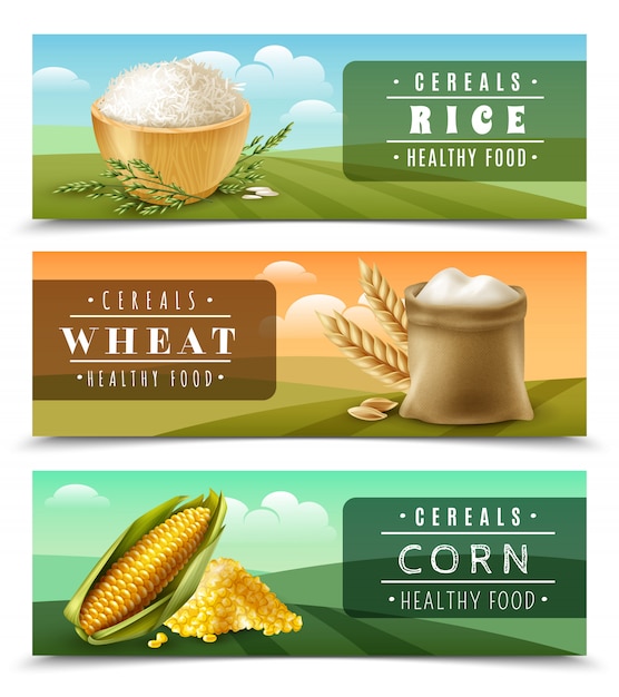 Free vector cereals banner set template