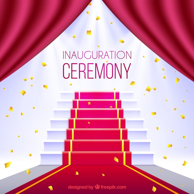 Free vector ceremony with red carpet and stairs