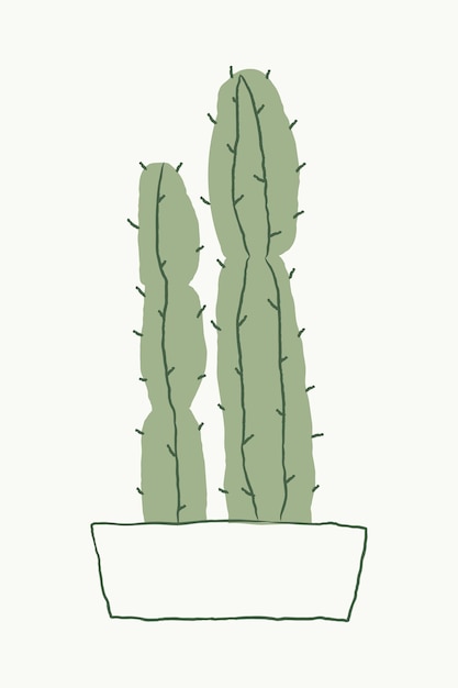 Vettore gratuito disegnato a mano di doodle di vettore di cactus cereus