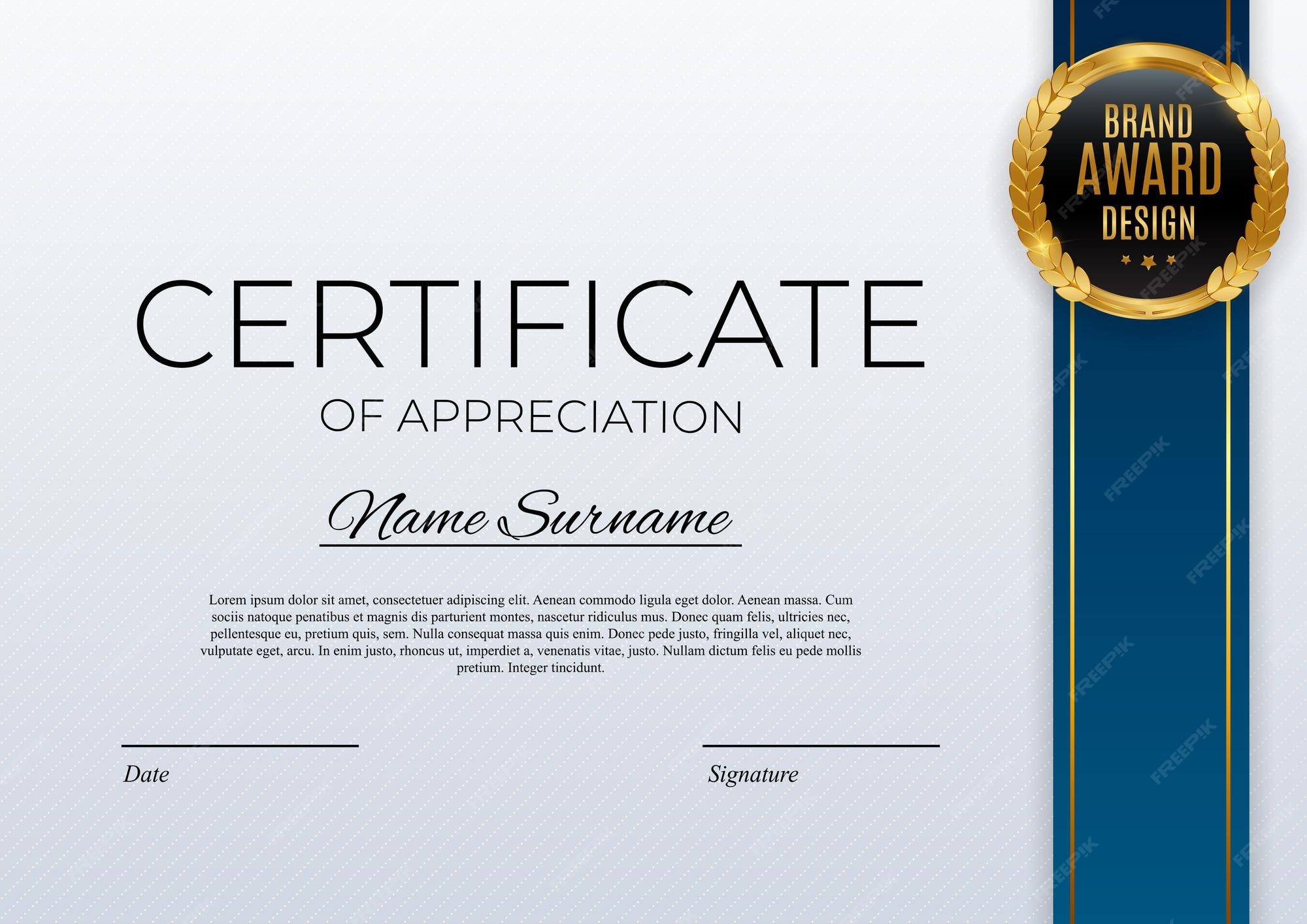 Premium Vector  Certificate of achievement template with gold With Blank Certificate Of Achievement Template