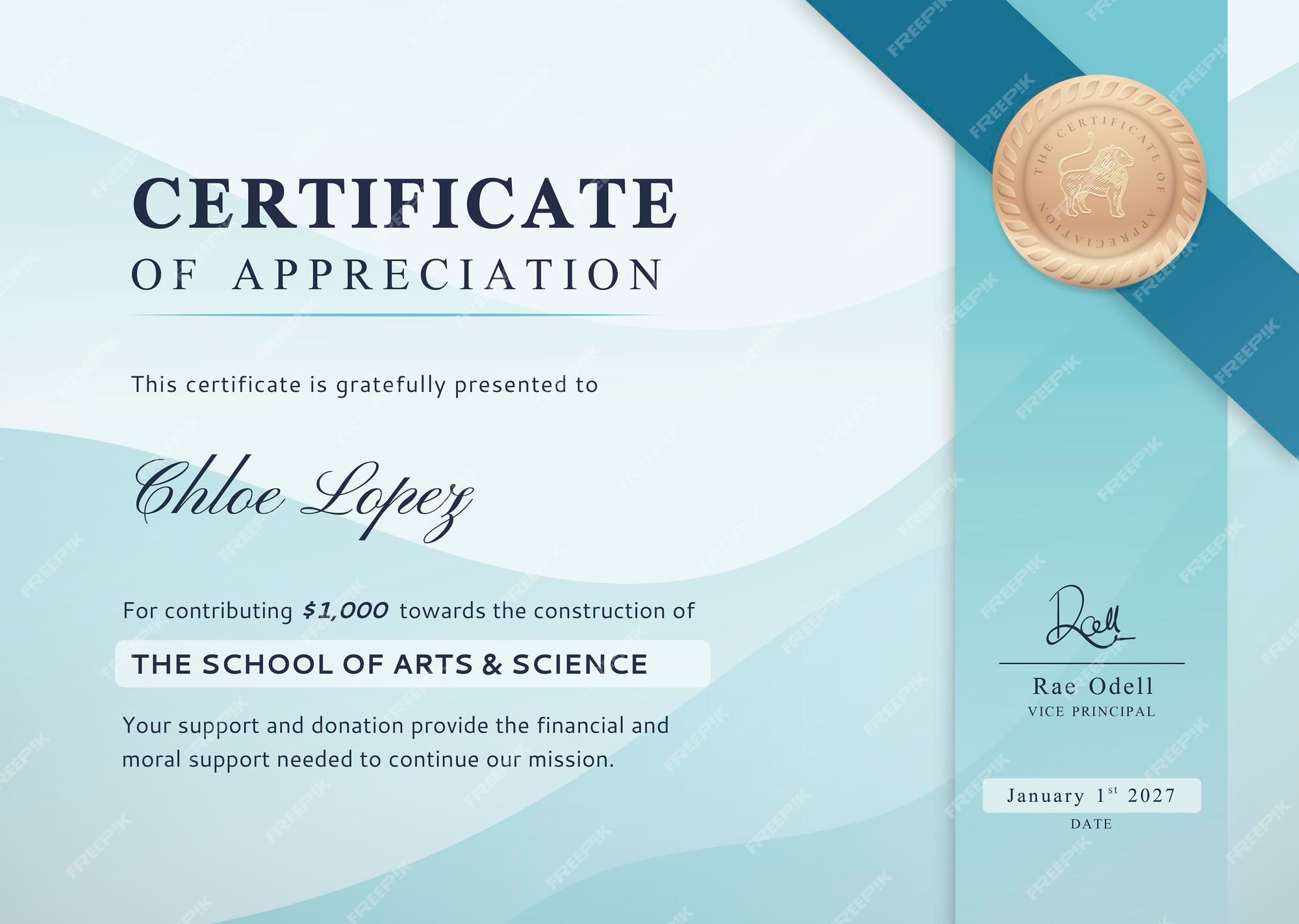 free printable certificate of appreciation templates