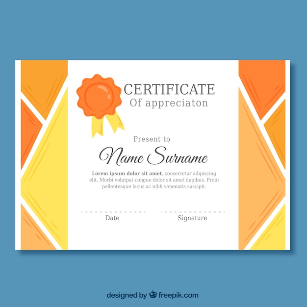 Certificate of appreciation with geometric shapes