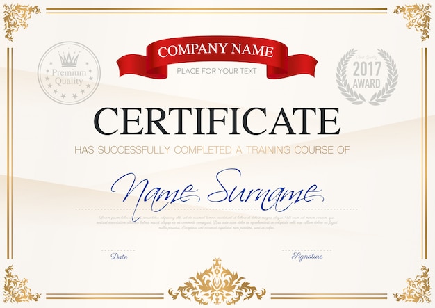 Free vector certificate of completion template