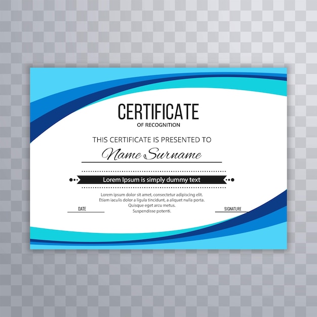 Certificate creative template blue wave design