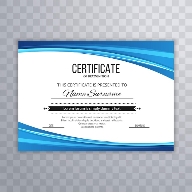 Certificate creative template blue wave design