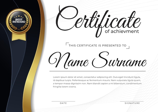 Free vector certificate design template for achievement