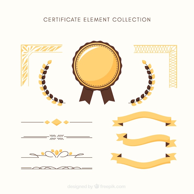 Certificate elements collection in flat style