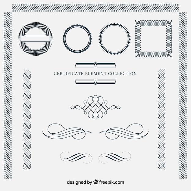 Free vector certificate elements collection in flat style