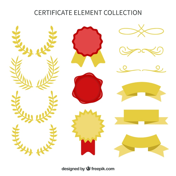 Free Vector certificate elements collection in golden color