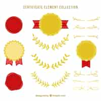 Free vector certificate elements collection in golden color