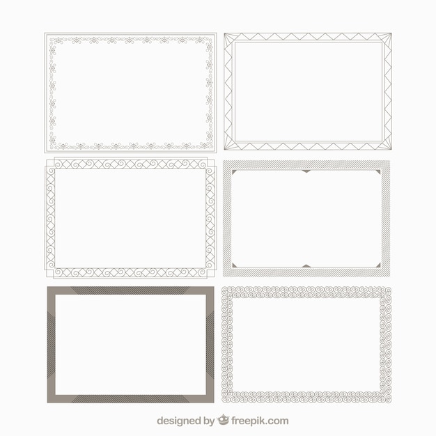 Free vector certificate frames collection with ornaments