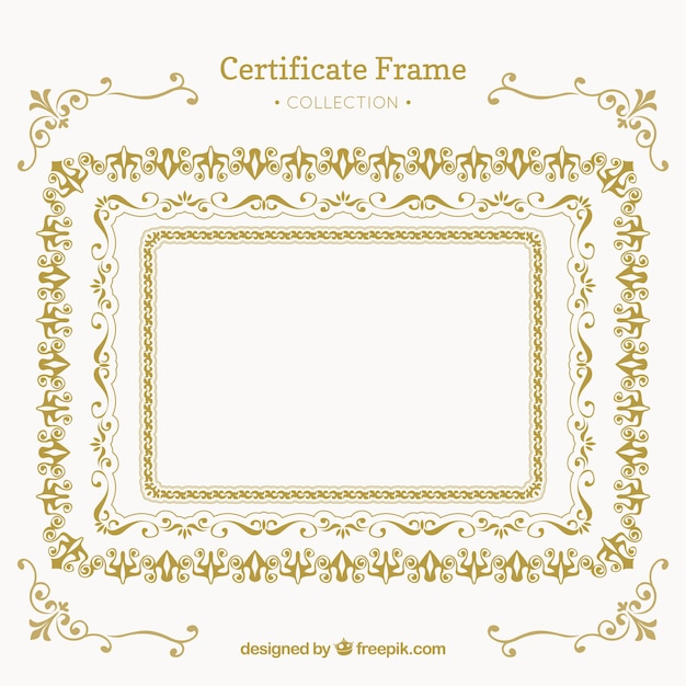 Certificate frames collection with vintage ornaments