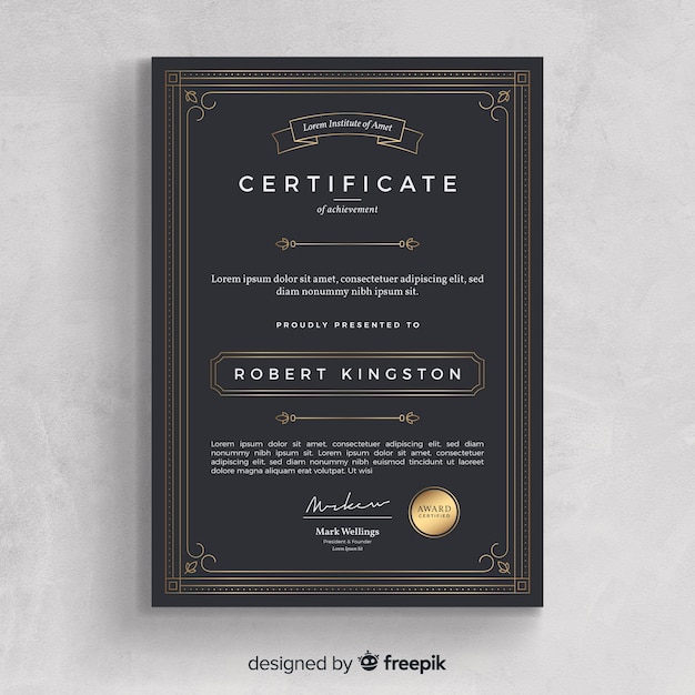 Бесплатное векторное изображение Шаблон сертификата успеха