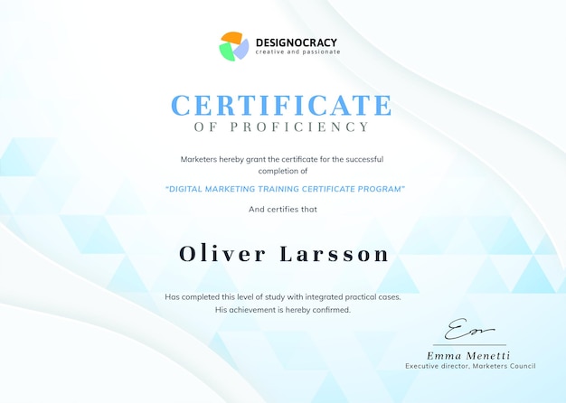 Certificate of proficiency template, modern professional design vector