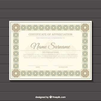 Certificate of recognition with round ornaments