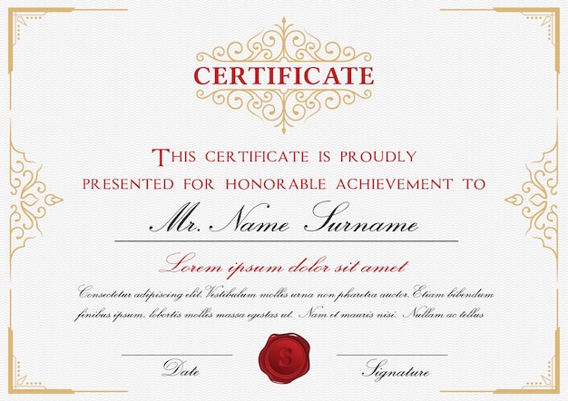 Certificate template design