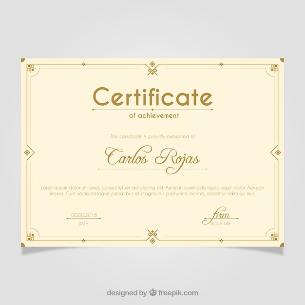 Certificate template in flat style