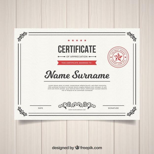 Certificate template in flat style