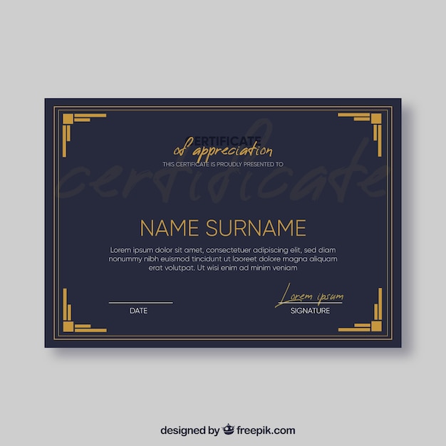 Certificate template in flat style