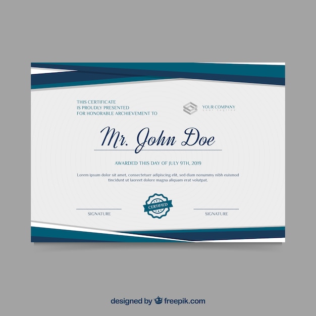 Certificate template in flat style