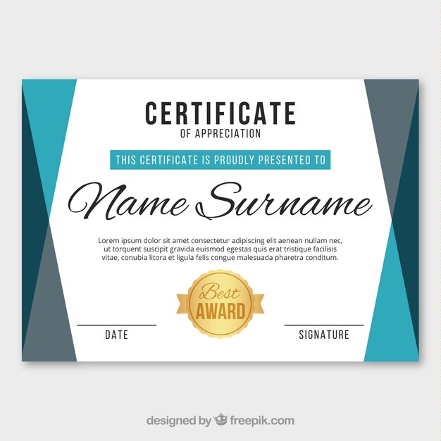 Certificate template in flat style