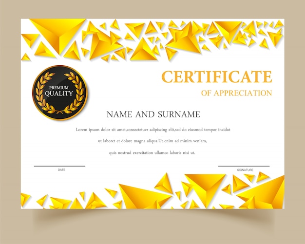 Certificate template gold design