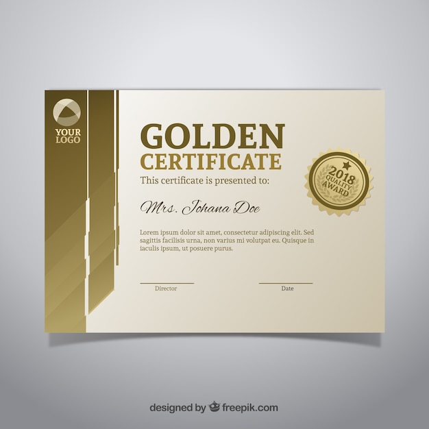 Certificate template in golden color