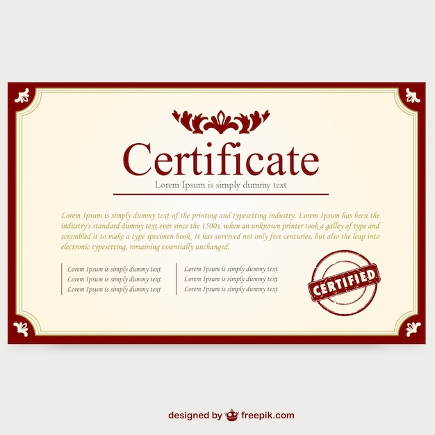 Vettore gratuito layout del modello di certificato