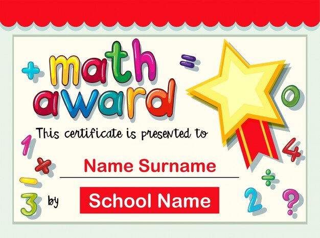 Certificate template for math award