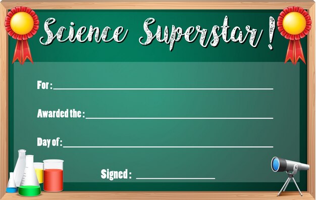 Certificate template for science superstar